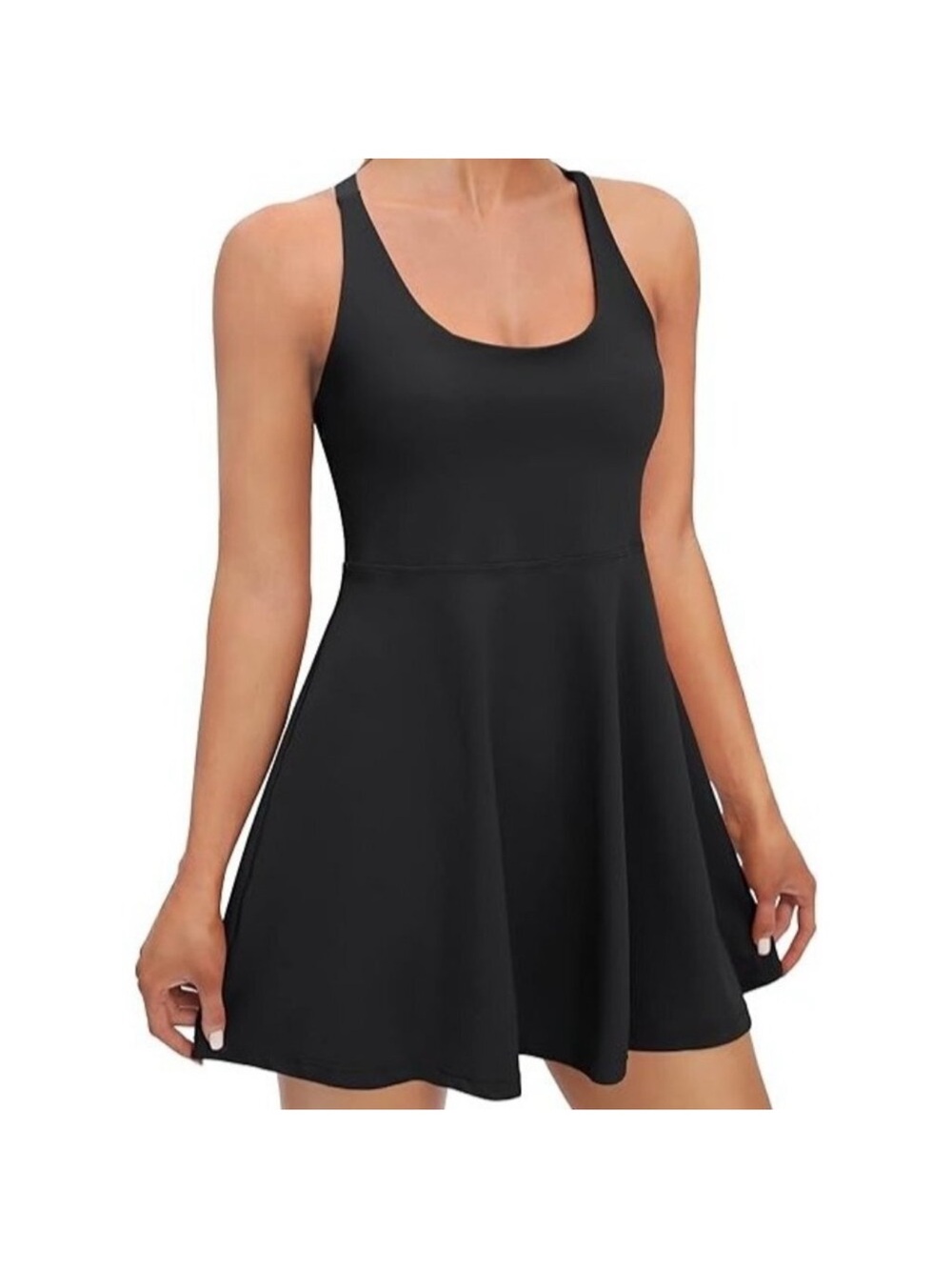 Women's Black Athletic Tennis Dress - Classic Racerback